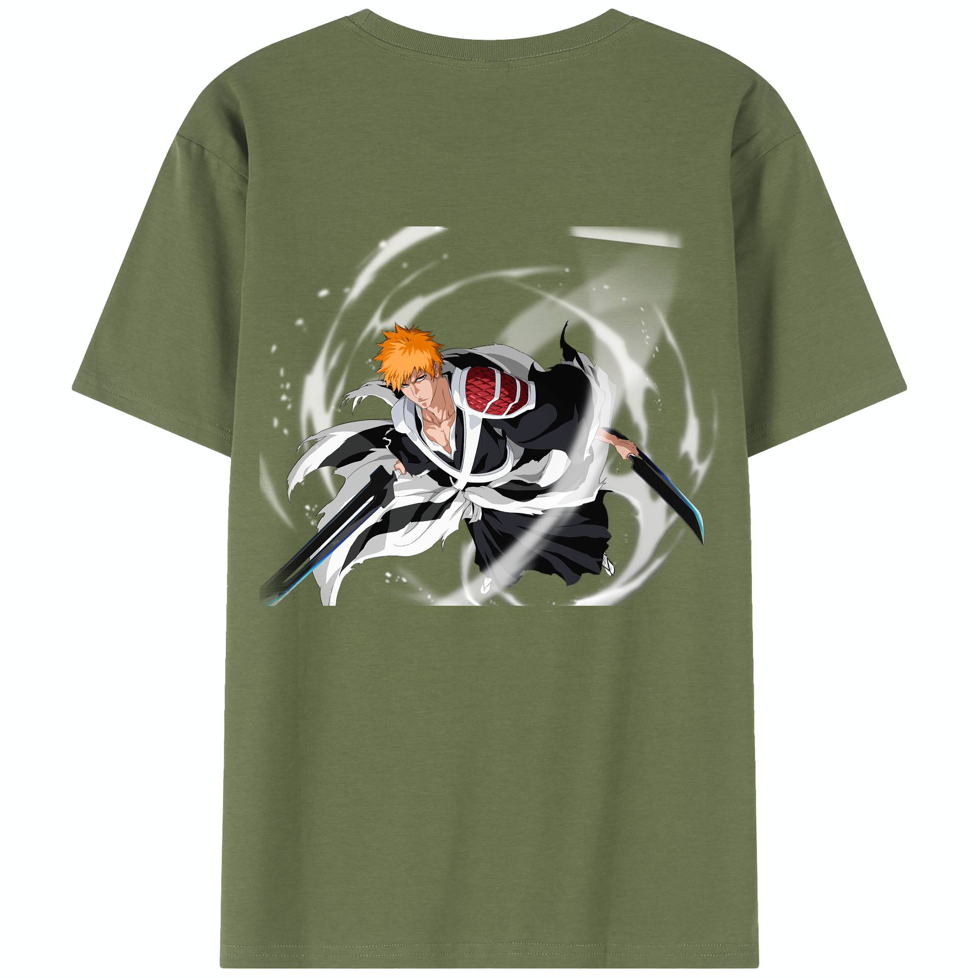 （画像用） ブリーチ 黒崎一護（くろさき いちご）BLEACH Kurosaki Ichigo 綿100％半袖Tシャツ（背面プリント）